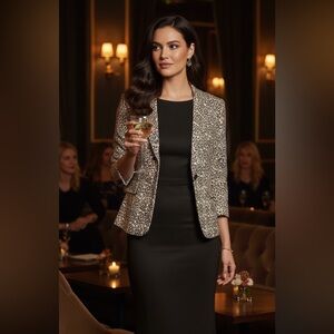 Brandon Thomas 100% Leather Black Leopard Print Blazer 🔥🔥